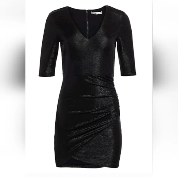 Alice + Olivia Judy Ruched Metallic Dress Size 10 NWT - Picture 12 of 14